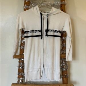 Armani Exchange White Zip-Up Hoodie